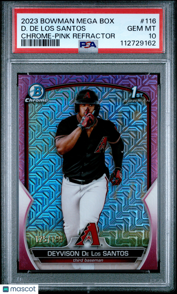 2023 Bowman Mega Box Chrome D. De Los Santos #116 Pink Refractor /199 PSA 10