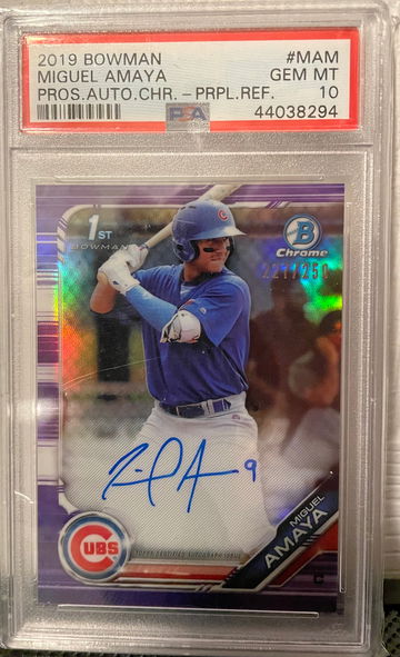 2019 Bowman Chrome Miguel Amaya Purple Auto /250