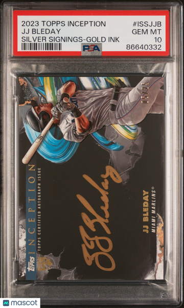 2023 Topps Inception Inception Silver Signings JJ Bleday #ISSJJB Silver Signings Gold Ink PSA 10