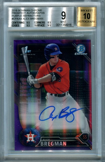 Alex Bregman purple refractor BGS 9 auto 10