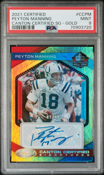 2021 Panini Certified Canton Certified Signatures Gold Peyton Manning #CC-PM /10 PSA 9