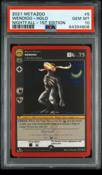 🐧 💎2021 Metazoo Nightfall 1st Edition WENDIGO 5/163 FULL HOLO PSA 10 GEM MINT 🧨🔥