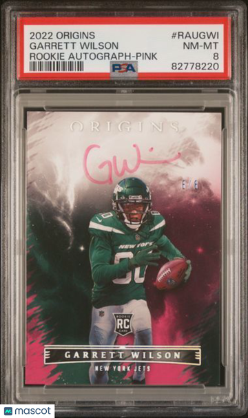 2022 Panini Origins Rookie Autographs Garrett Wilson #RAUGWI Pink PSA 8