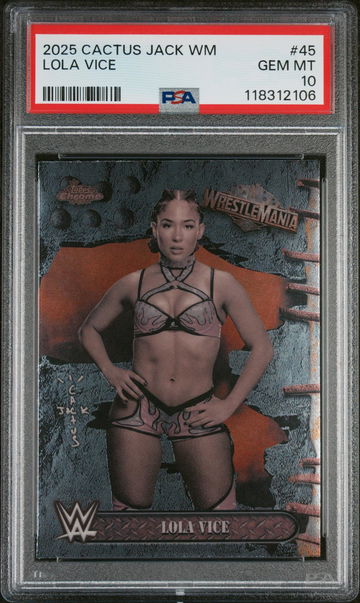 2025 Topps Chrome WWE Cactus Jack X Wrestlemania Lola Vice #45 PSA 10