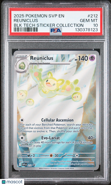 2025 Pokemon SVP EN-SV Black Star Promo Reuniclus BLK Tech Sticker Collection PSA 10 #212