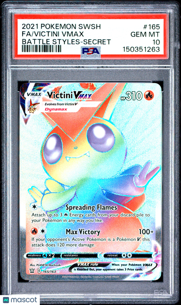 2021 Pokemon Sword & Shield Battle Styles Victini VMAX #165 PSA 10