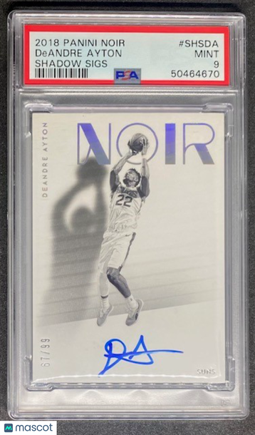 DeAndre Ayton 2018 Panini Noir Shadow Sigs Autograph #SHSDA Rookie RC /99 PSA 9