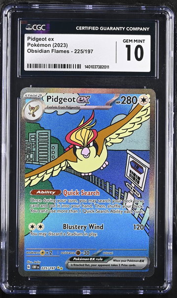 2023 Pokemon #225/197 Pidgeot ex Obsidian Flames CGC 10