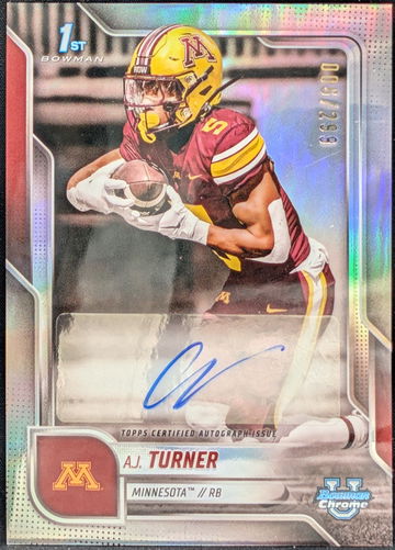 2025 Bowman Chrome University Autograph Refractor #BCA-AT A.J. Turner /299