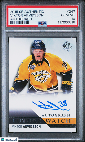 2015-16 SP Authentic Viktor Arvidsson #247 Autograph /999 Rookie PSA 10