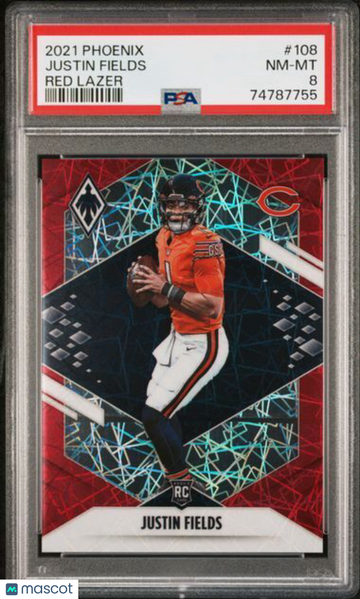 2021 Panini Phoenix Justin Fields #108 Red Lazer PSA 8