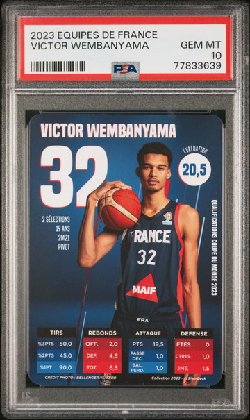 2023 SLAM DECK COLLECTION EQUIPES DE FRANCE VICTOR WEMBANYAMA RC PSA 10