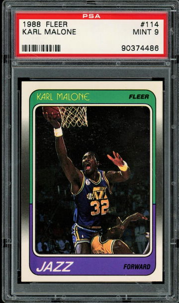 1988 Fleer #114   Karl Malone HOF   PSA 9
