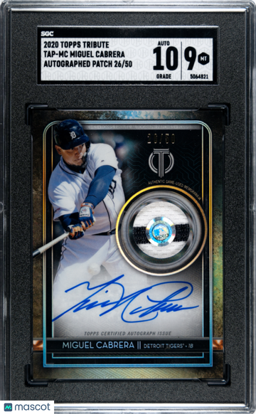 2020 Topps Tribute Miguel Cabrera #TAP-MC Autograph Patch 50 SGC 9 Auto 10