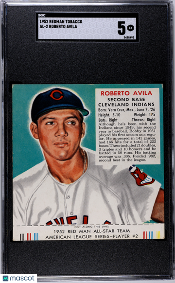 1952 Redman Tobacco Roberto Avila #AL-2 SGC 5