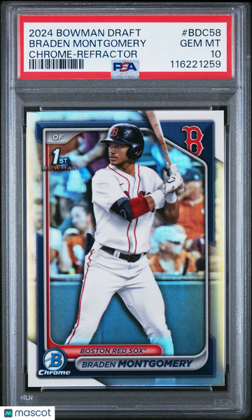 Braden Montgomery 2024 Bowman Draft Chrome Refractor Short Print Parallel/Variety Rookie PSA 10 #BDC58