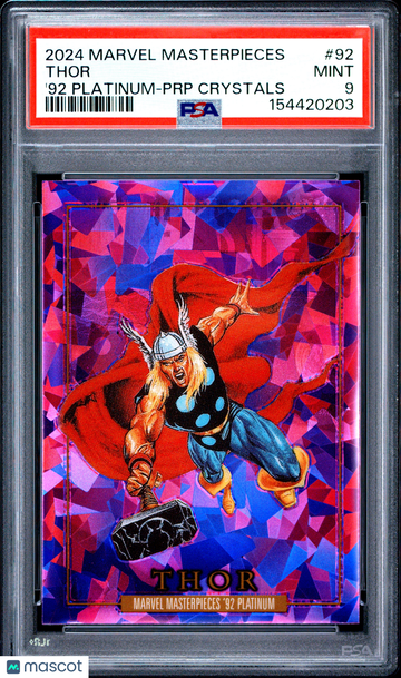 2024 Upper Deck Marvel Masterpieces '92 Platinum Thor Purple Crystals #92 PSA 9
