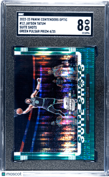 2022 Panini Contenders Optic Jayson Tatum #12 Suite Shots Green Pulsar Prizm SGC 8