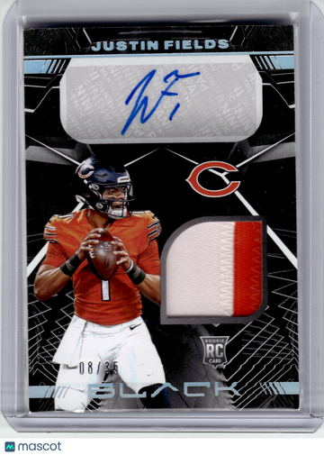 2021 Panini Black Football Football—Justin Fields #RSM-JF 08/35 Patch RC—Very Good