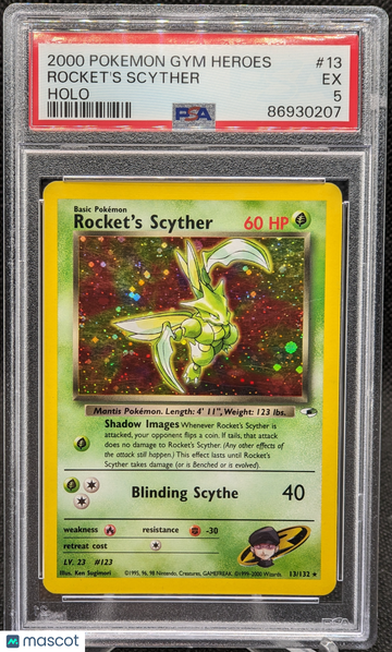 2000 Pokemon Gym Heroes Rocket's Scyther Holo #13 PSA 5