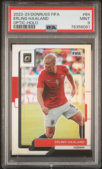 2022 DONRUSS PANINI FIFA ERLING HAALAND OPTIC HOLO #84 PSA 9