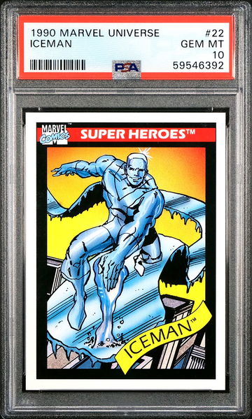 1990 Marvel Universe ICEMAN #22 🔥 Super Heroes Card 🔥 PSA 10 GEM MT - LOW POP!