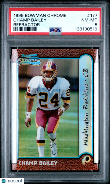 1999 Bowman Chrome Champ Bailey #177 Refractor PSA 8