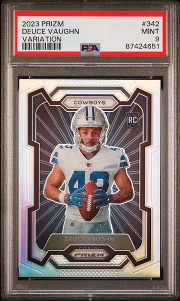 2023 PANINI PRIZM VARIATION DEUCE VAUGHN #342 RC ROOKIE PSA 9