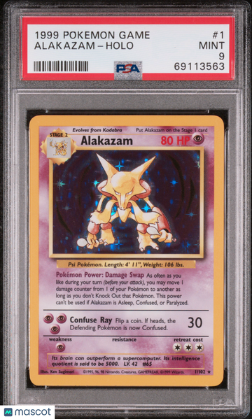 1999 Pokemon Game Alakazam Holo PSA 9 #1