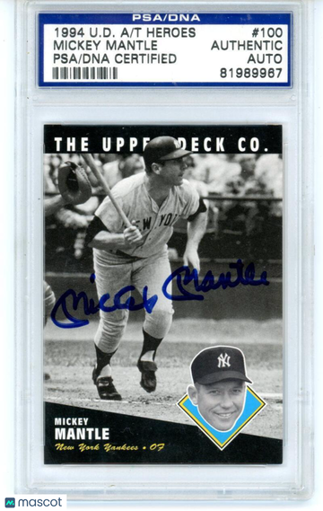 Upper Deck Mickey Mantle Autograph #3 PSA Authentic New York Yankees