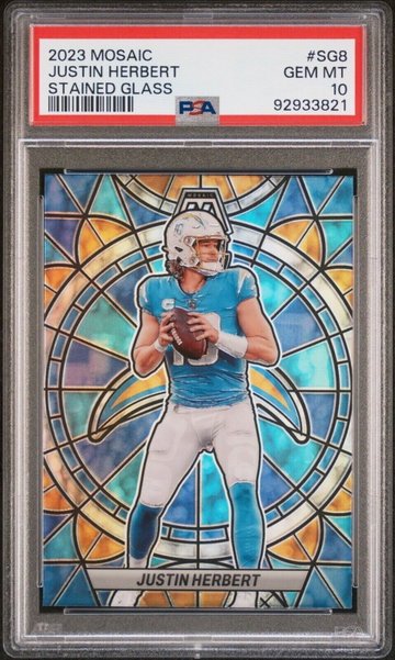 Justin Herbert 2023 Mosaic Stained Glass PSA 10 Gem Mint #SG-8 SSP Case Hit NFL