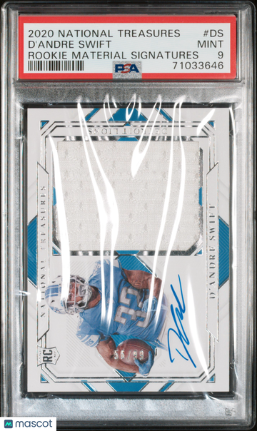 2020 Panini National Treasures Rookie Material Signatures D'andre Swift #DS /99 PSA 9