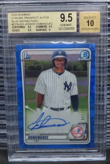 2020 Bowman Chrome Jasson Dominguez Blue Refractor Auto #112/150 BGS 9.5/10 