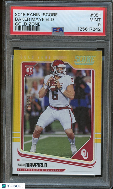 2018 Panini Score Baker Mayfield #351 Gold Zone Rookie PSA 9
