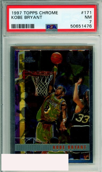1997 TOPPS CHROME KOBE BRYANT #171 HOF LOS ANGELES LAKERS PSA NM 7