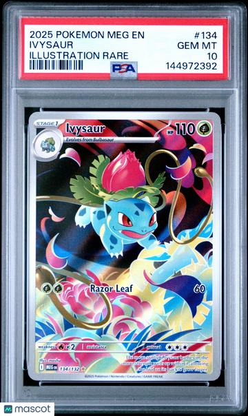 2025 Pokemon Meg EN-Mega Evolution Ivysaur Illustration Rare PSA 10 #134