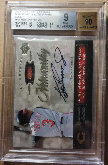 Ken Griffey Jr 2007 UD 3/25 black ink AUTO BGS 9