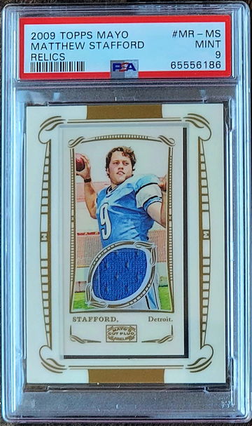 2009 SSP MATTHEW MATT STAFFORD Worn Jersey Relics PSA 9 POP 8 Rookie #MR-MS