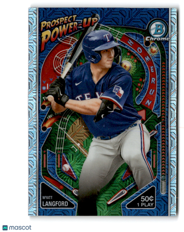 2024 Bowman Wyatt Langford #PP - 3 Mega Box Mojo Refractor Texas Rangers