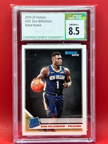 2019-20 Donruss Zion Williamson #201 RATED ROOKIE CSG 8.5