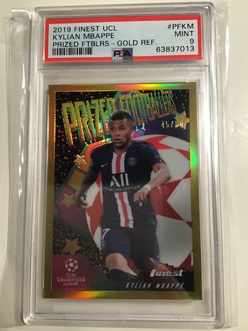 2019 Finest ⚽️ KYLIAN MBAPPE Prized Footballers Gold Refractor 45/50 PSA 9 
