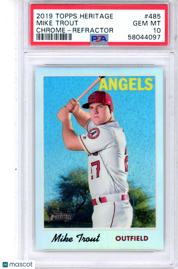 2019 Topps Heritage Mike Trout #485 Chrome Refractor PSA 10