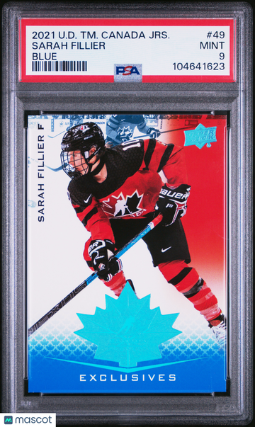 2021-2022 Upper Deck Team Canada Juniors Sarah Fillier #49 Blue Short Print Mint Parallel/Variety Rookie Highest Pop Bas
