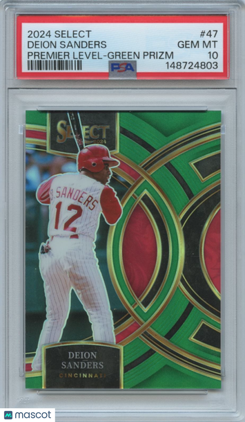 2024 Panini Select Premier Level Deion Sanders #47 Green Prizm PSA 10
