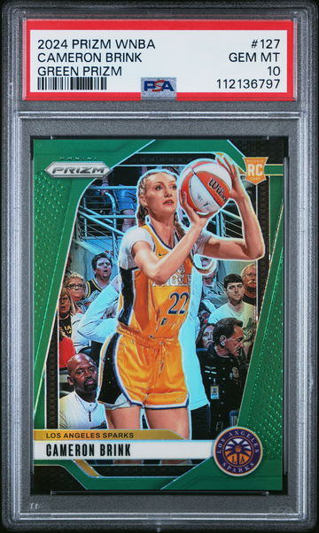 2024 PANINI PRIZM WNBA CAMERON BRINK GREEN PRIZM #127 RC ROOKIE PSA 10