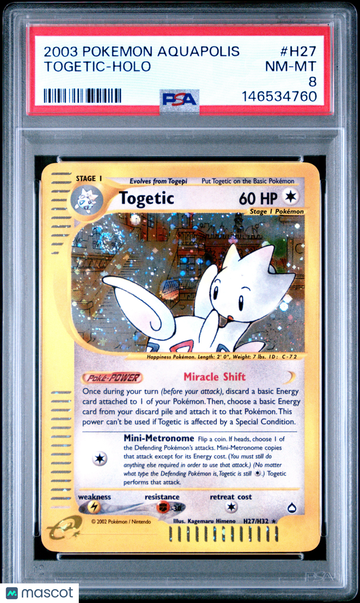 2003 Pokemon Aquapolis Togetic Holo PSA 8 #H27