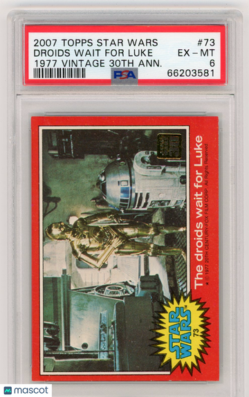 2007 Topps Star Wars 1977 Vintage 30th Anniversary Stamped Card Droids Wait For Luke #73 PSA 6