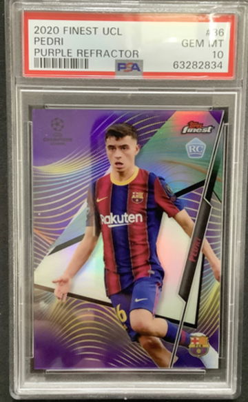 2020 Finest UCL Pedri Purple Refractor Rookie card PSA 10 POP 2 