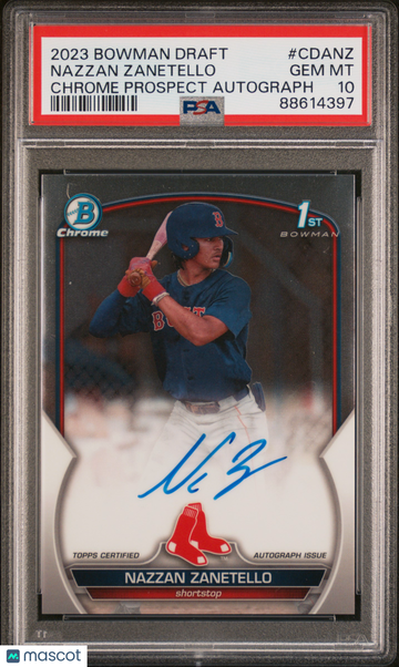 2023 Bowman Draft Chrome Prospect Autograph Nazzan Zanetello #CDANZ 1st Edition Rookie PSA 10