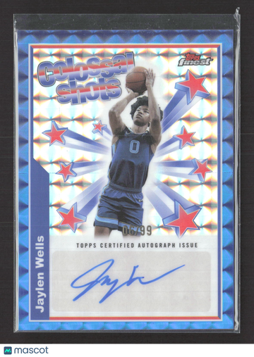 2025 Topps Finest Colossal Shots Jaylen Wells #BSA-JW Geometric Blue 2024/2025 Auto